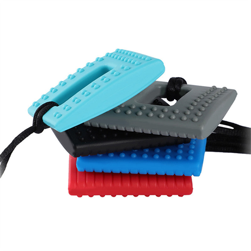 Silicone Square Textured Chew Necklace - SensoryFun.com