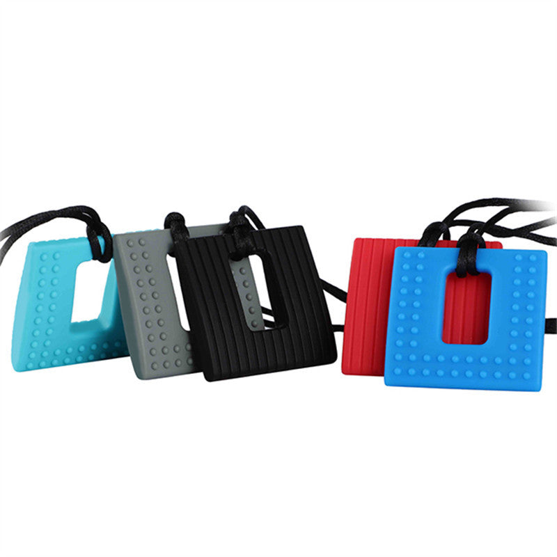 Silicone Square Textured Chew Necklace - SensoryFun.com