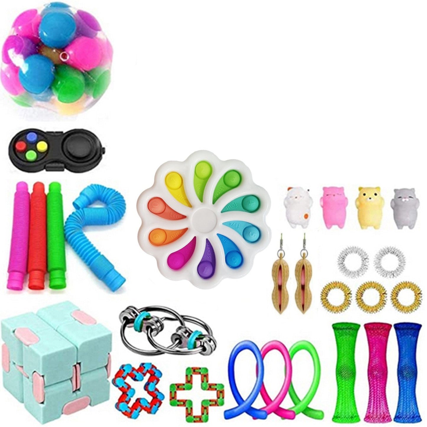 Pop It Fidget Set Assorted Fidgets Value Pack - SensoryFun.com