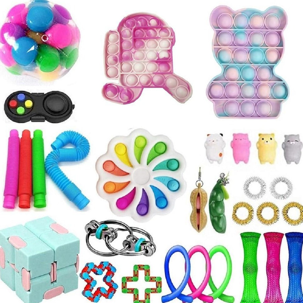 Pop It Fidget Set Assorted Fidgets Value Pack - SensoryFun.com