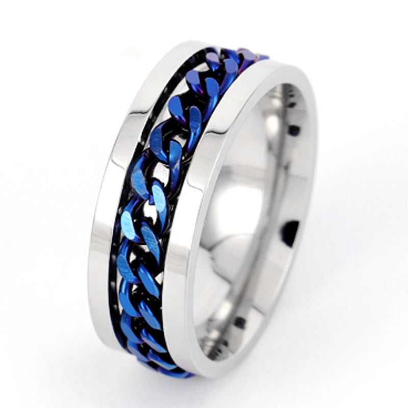Spinning Chain Titanium Steel Rotating Ring Stainless Steel Anxiety Ring