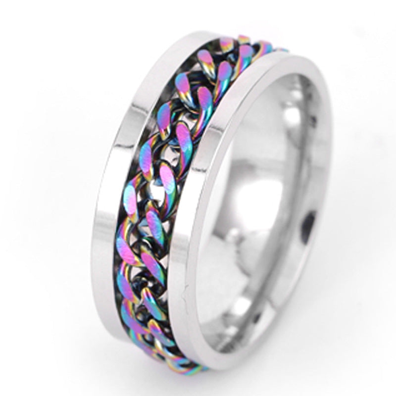 Spinning Chain Titanium Steel Rotating Ring Stainless Steel Anxiety Ring
