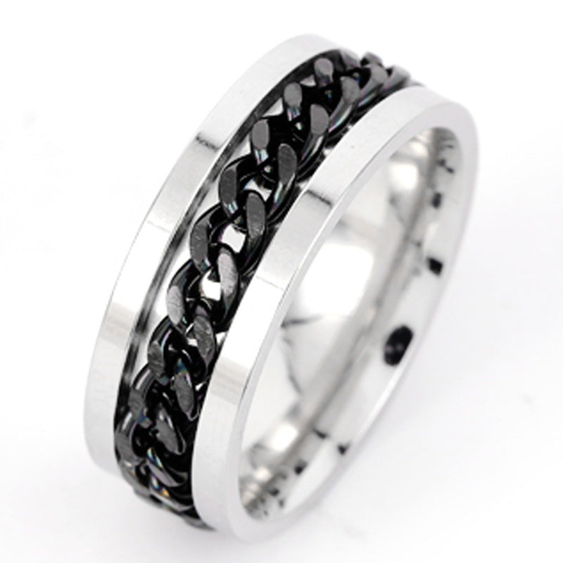 Spinning Chain Titanium Steel Rotating Ring Stainless Steel Anxiety Ring