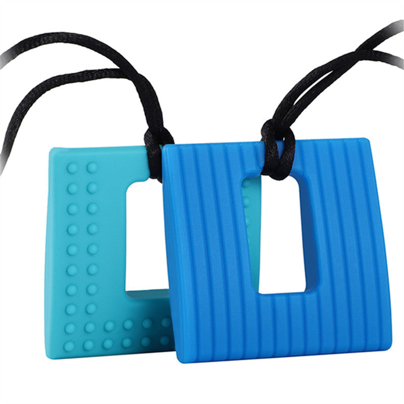 Silicone Square Textured Chew Necklace - SensoryFun.com