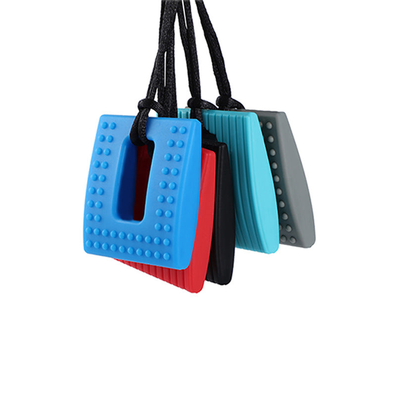 Silicone Square Textured Chew Necklace - SensoryFun.com