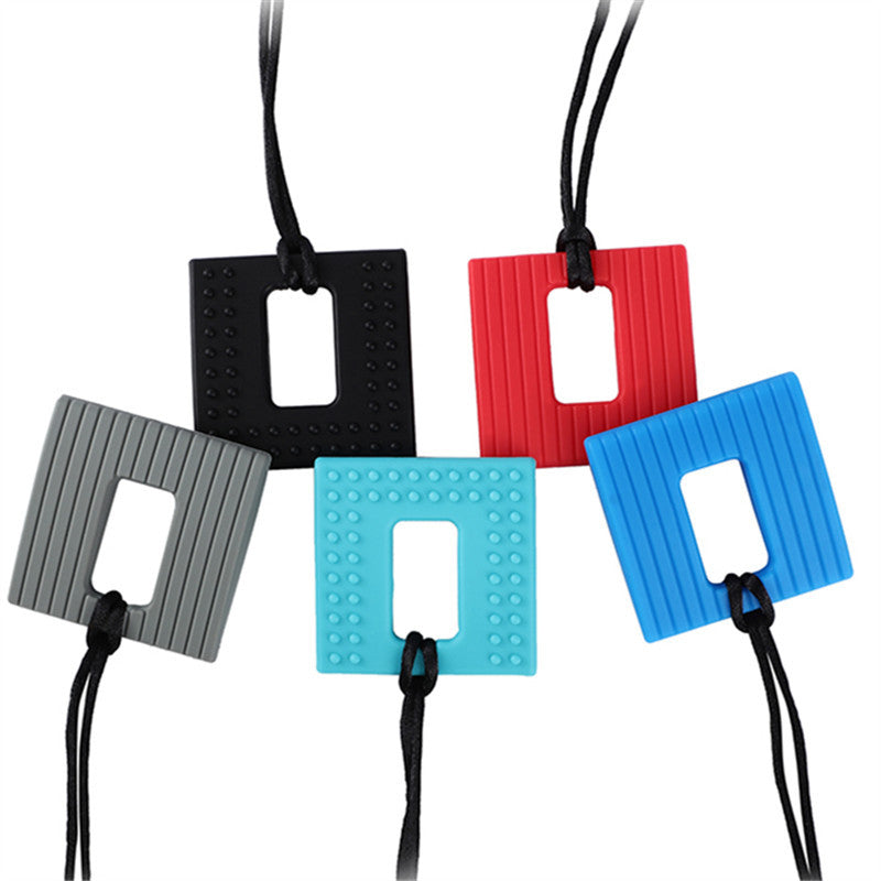 Silicone Square Textured Chew Necklace - SensoryFun.com