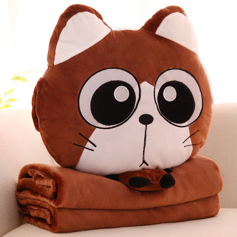 PlushyPillow Cartoon Cat Plush Toy with Blanket - SensoryFun.com