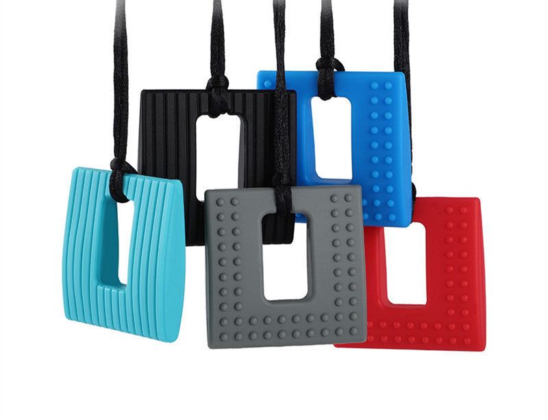 Silicone Square Textured Chew Necklace - SensoryFun.com