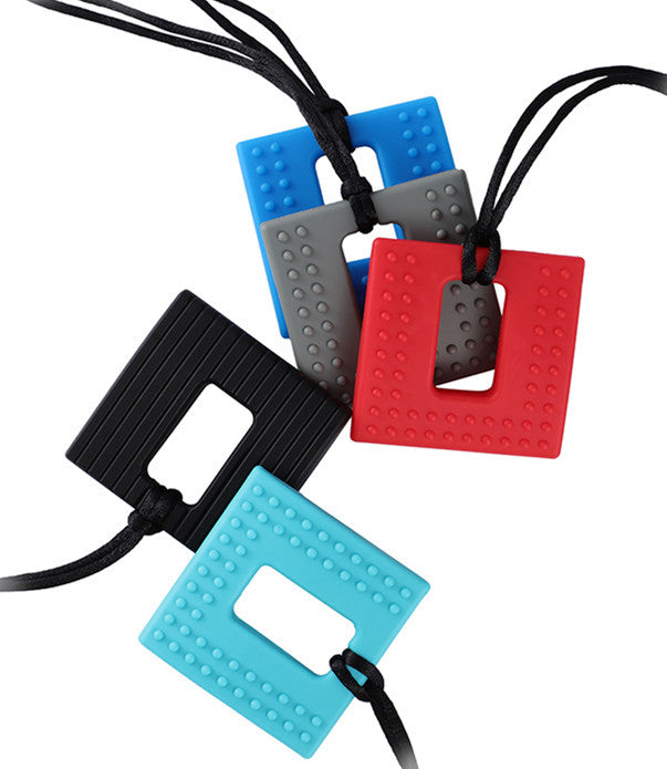 Silicone Square Textured Chew Necklace - SensoryFun.com
