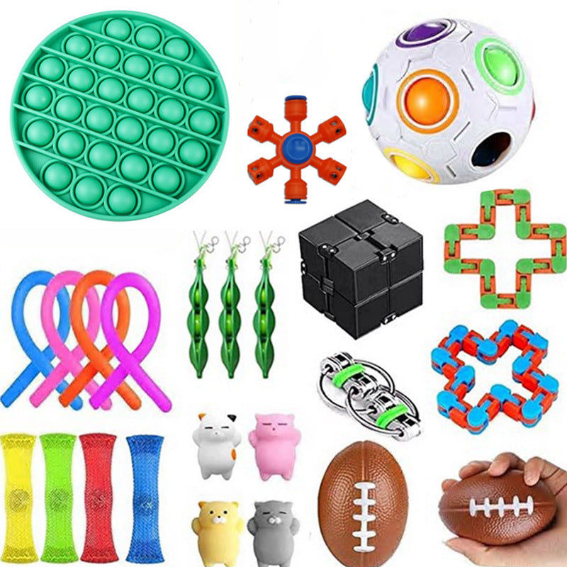 Fidgets Sensory Toys Set for Children and Adults. Fun play.