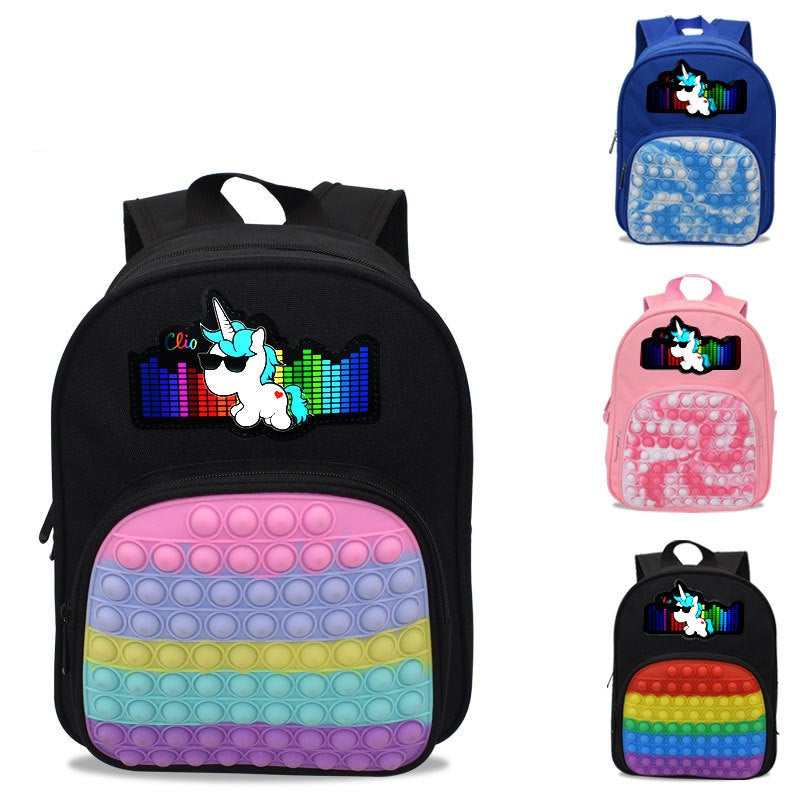 Schoolbag Fidget LED Light Flashing Pop-It Bag