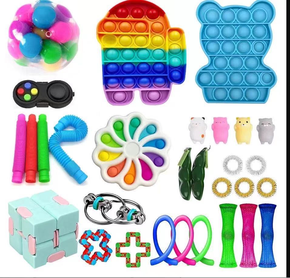 Fidget Toys Sensory Game Set Pack Pop It Push Bubble Assorted Fidgets