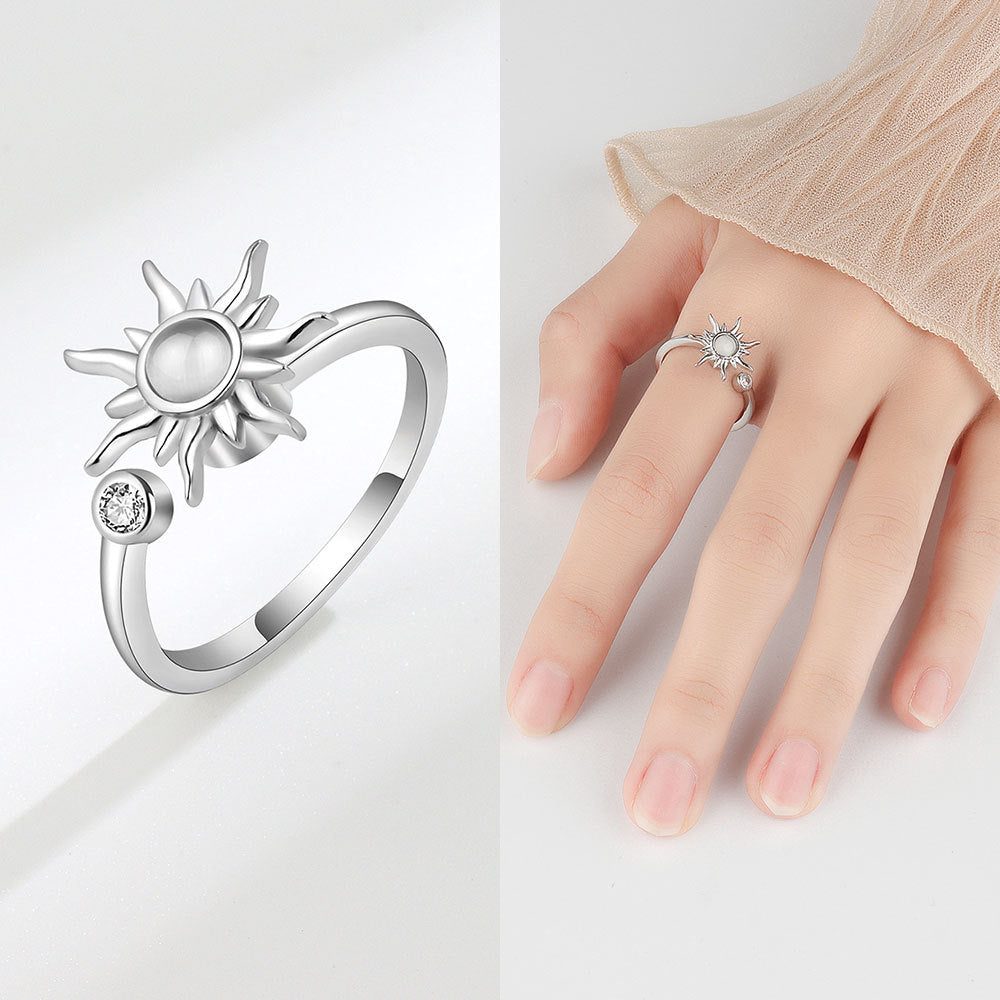 Adjustable Rotation Fidget Rings Stackable Rotation Anxiety Rings Moon Star Stress Relief Ring Set