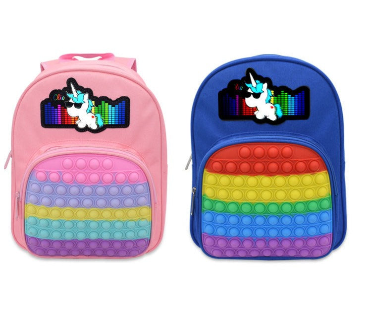 Schoolbag Fidget LED Light Flashing Pop-It Bag