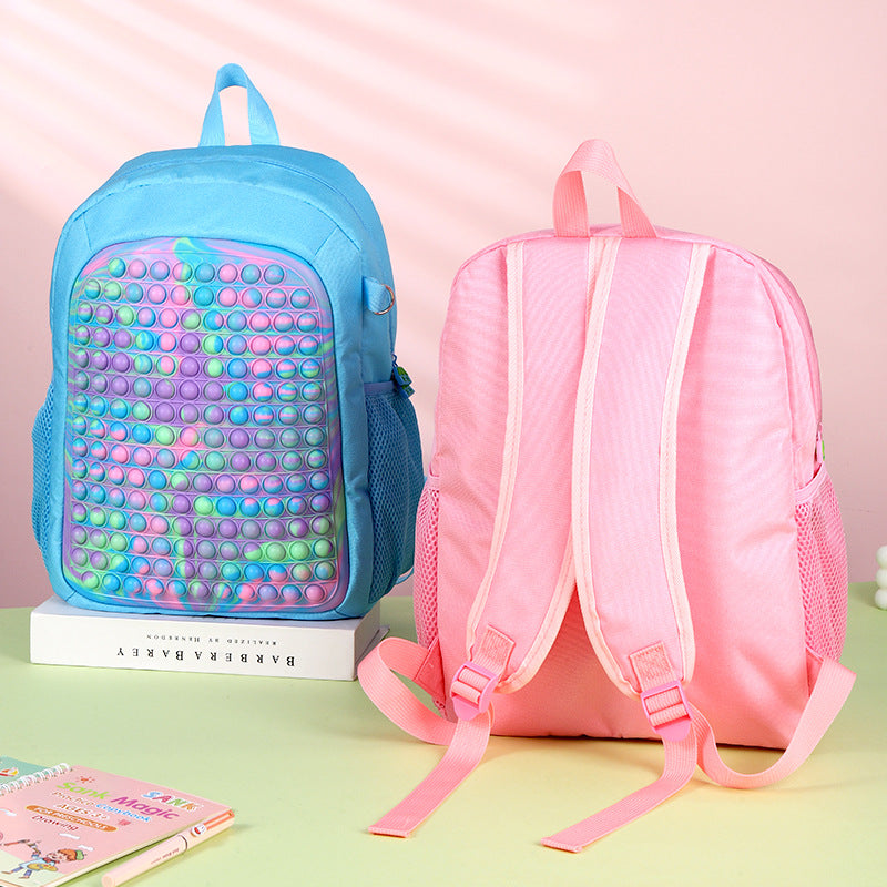 Rainbow Popem' Popit Backpack Push It Bubble Poppet Schoolbags Fidget Bag 42cm