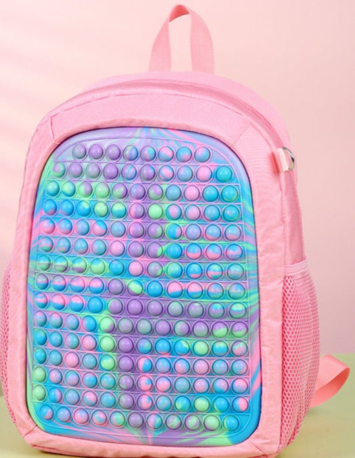 Rainbow Popem' Popit Backpack Push It Bubble Poppet Schoolbags Fidget Bag 42cm