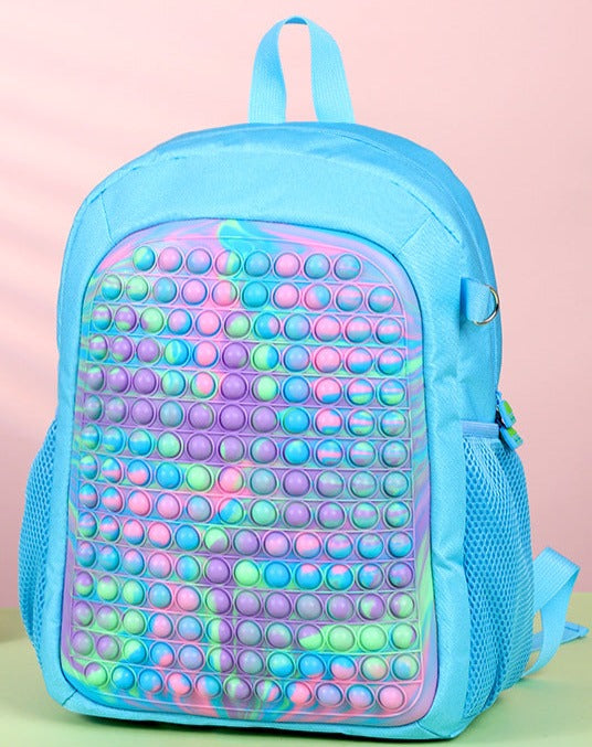 Rainbow Popem' Popit Backpack Push It Bubble Poppet Schoolbags Fidget Bag 42cm