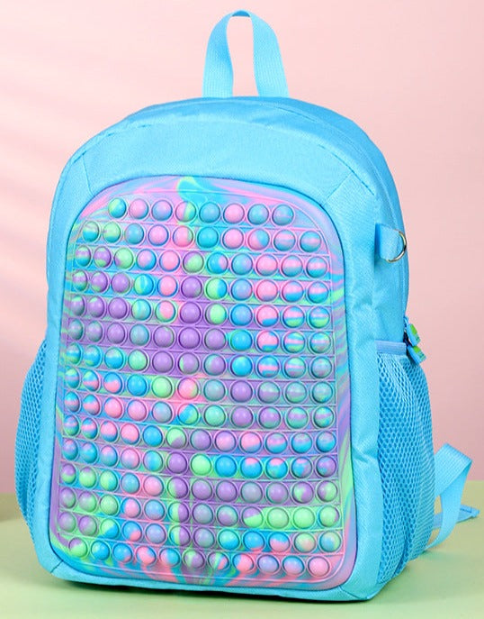 Rainbow Popem' Popit Backpack Push It Bubble Poppet Schoolbags Fidget Bag 42cm