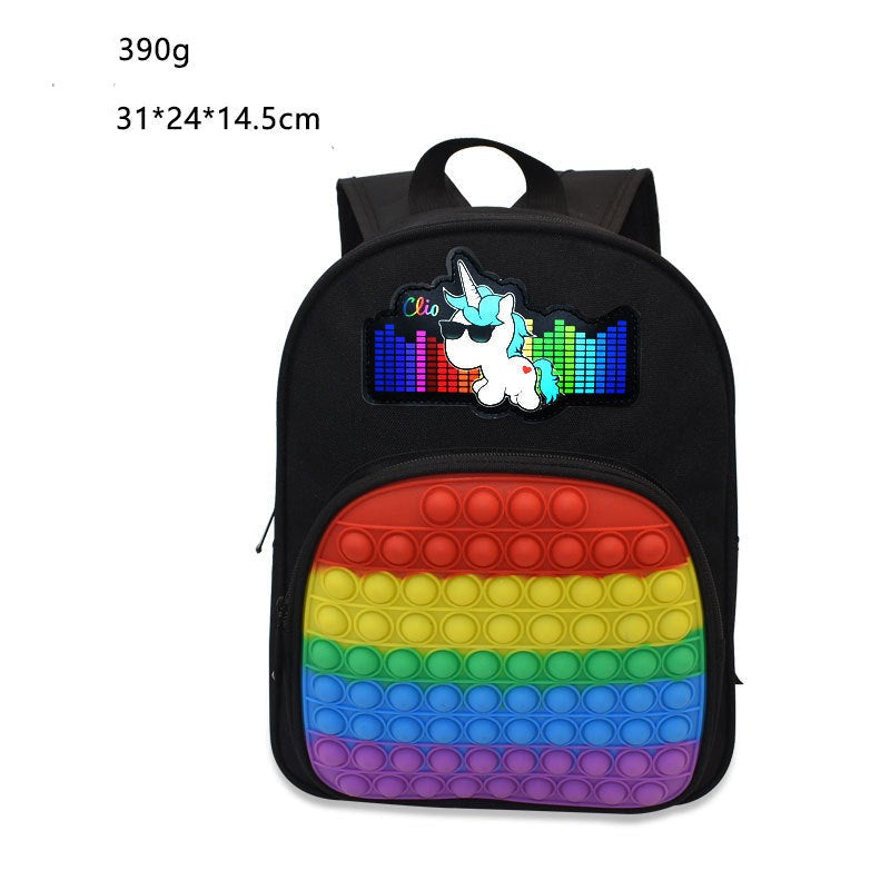 Schoolbag Fidget LED Light Flashing Pop-It Bag