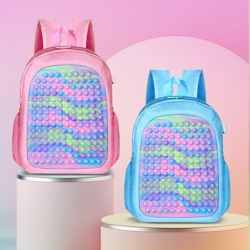 Rainbow Popem' Popit Backpack Push It Bubble Poppet Schoolbags Fidget Bag 42cm
