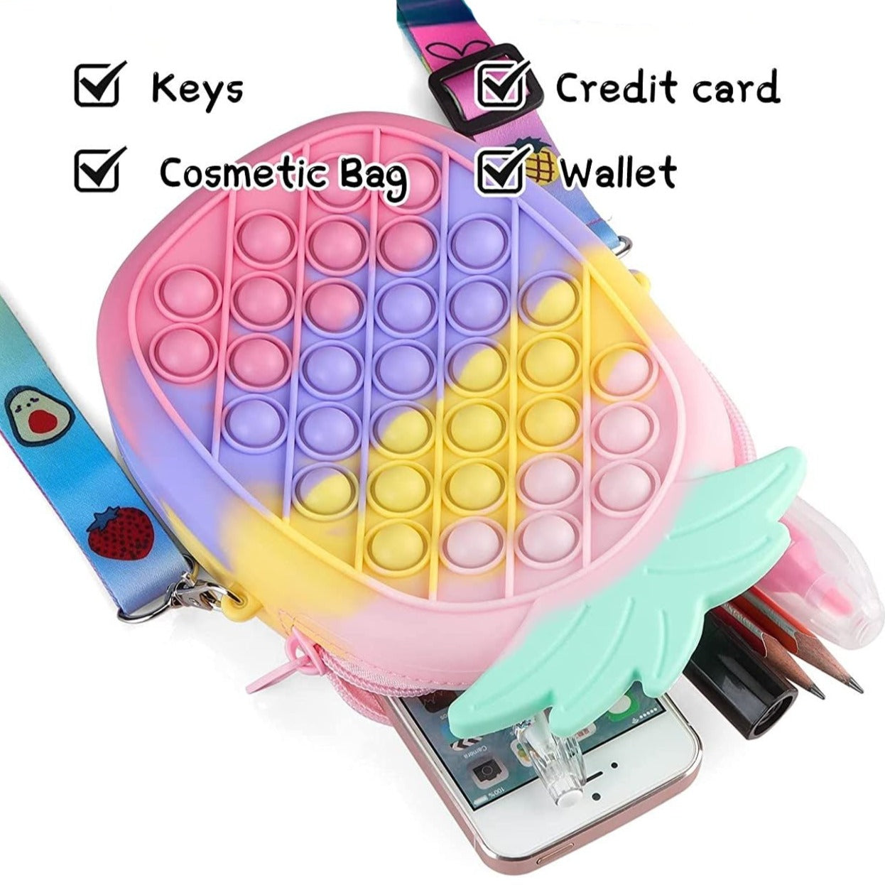 Pineapple Crossbody Popem Pop It Bag Sensory Toy
