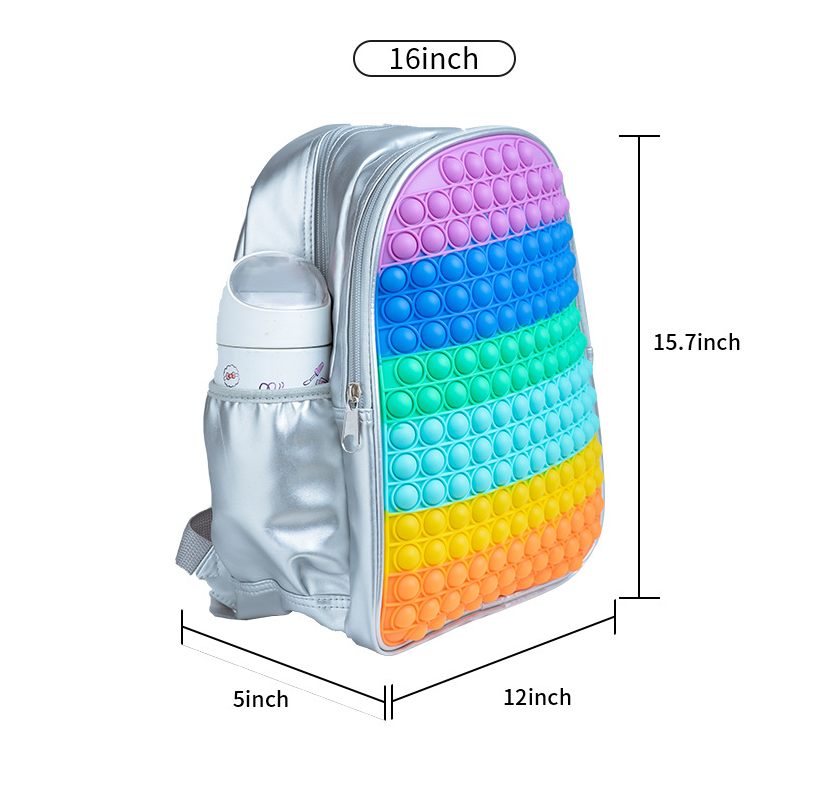 Large Metallic Popem' Popit backpack Kids Fidget Backpack 40cm & 33cm