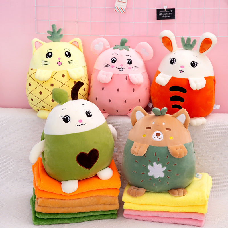 PlushyPillow Cartoon Animals with Blanket - SensoryFun.com