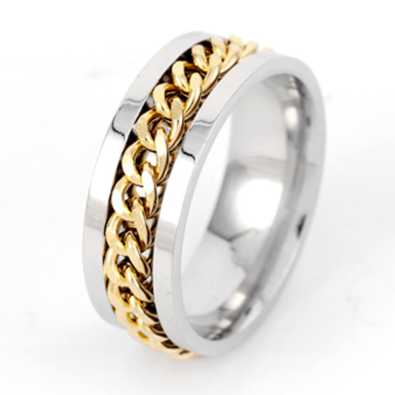 Spinning Chain Titanium Steel Rotating Ring Stainless Steel Anxiety Ring