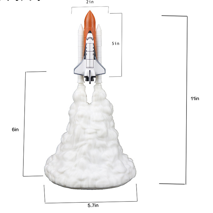 3D Print Rocket Space Shuttle Lamp Night Lamp - SensoryFun.com