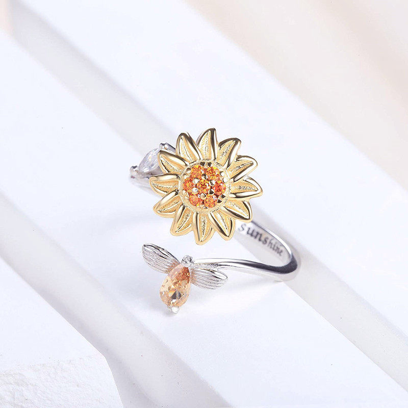 Sunflower Ring Rotating Anti-stress Fidget Ring