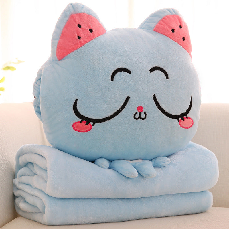 PlushyPillow Cartoon Cat Plush Toy with Blanket - SensoryFun.com