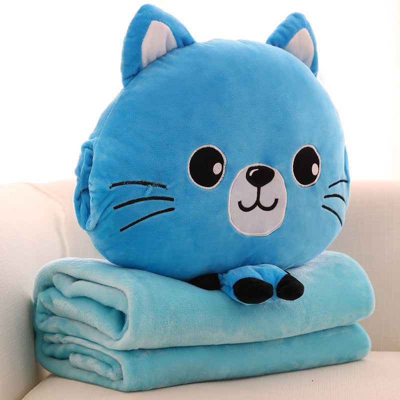 PlushyPillow Cartoon Cat Plush Toy with Blanket - SensoryFun.com