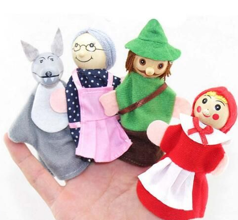Set of 4 Finger Puppets Little Red Riding Hood, fairy tale toys - SensoryFun.com