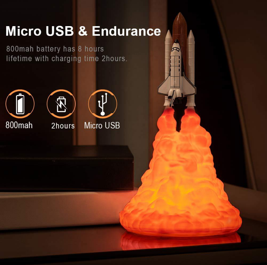 3D Print Rocket Space Shuttle Lamp Night Lamp - SensoryFun.com