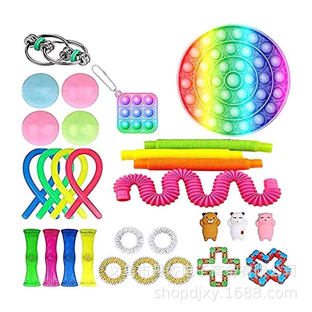 Fidgets Sensory Toys Set for Children and Adults. Fun play.