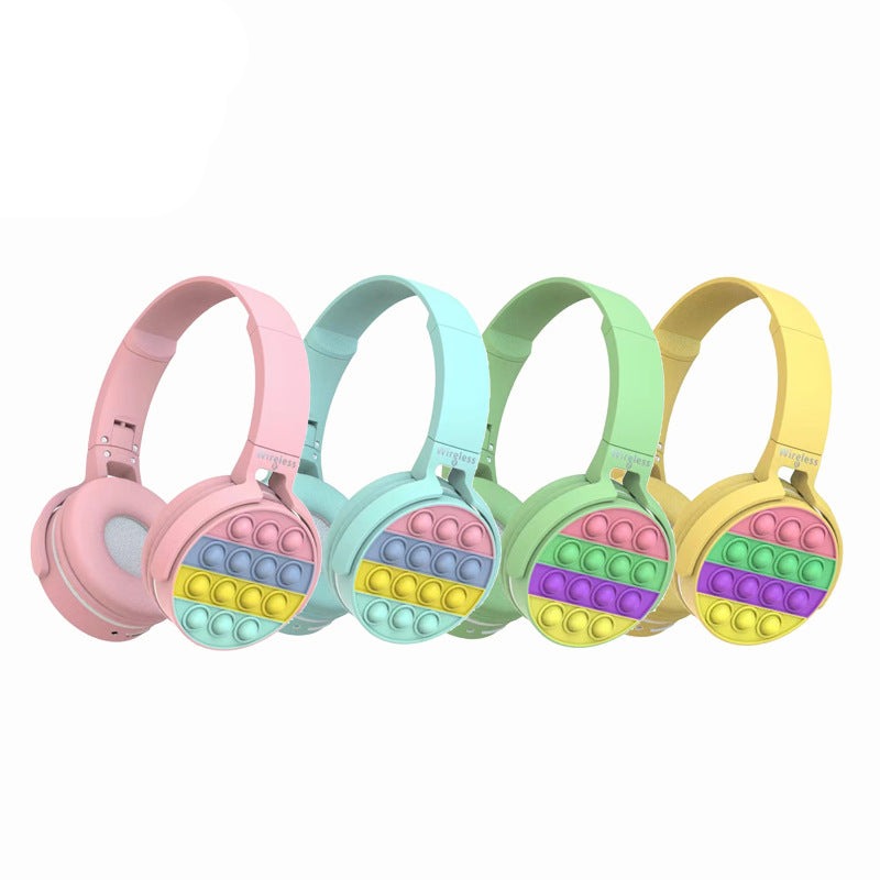 Bluetooth Pop-It Headset Pastel Color Fidget Bubble Wireless Heasphones