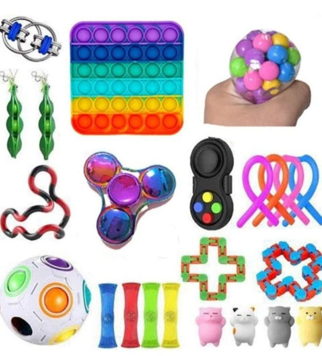 Fidgets Sensory Toys Set for Children and Adults. Fun play.