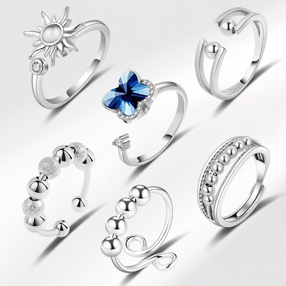 Adjustable Rotation Fidget Rings Stackable Rotation Anxiety Rings Moon ...