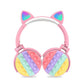 Rainbow Bluetooth Cat Ears Headphone with Pop Bubbles Silicone Fidget Stereo Wireless Bluetooth Headset