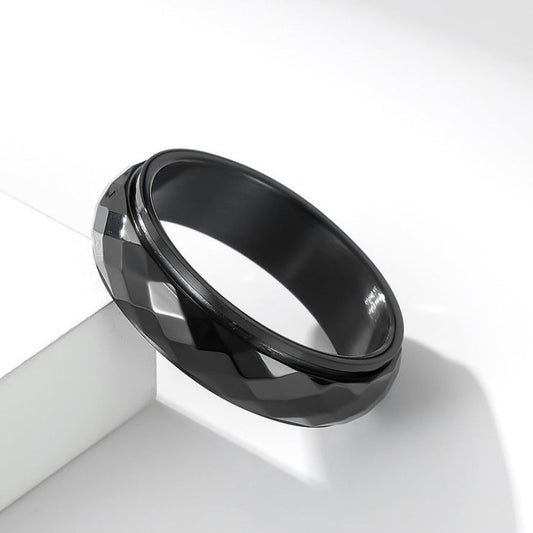 Diamond-shaped Titanium Steel Rotating Ring Relieves Stress and Anxiety