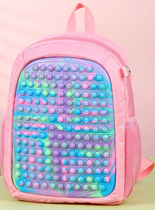 Rainbow  Popem' Popit Backpack Push It Bubble Poppet Schoolbags Fidget Bag 42cm
