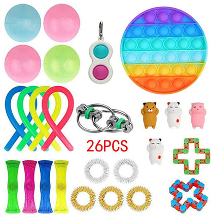 Fidgets Sensory Toys Set for Children and Adults. Fun play.