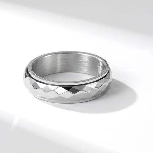 Diamond-shaped Titanium Steel Rotating Ring Relieves Stress and Anxiety