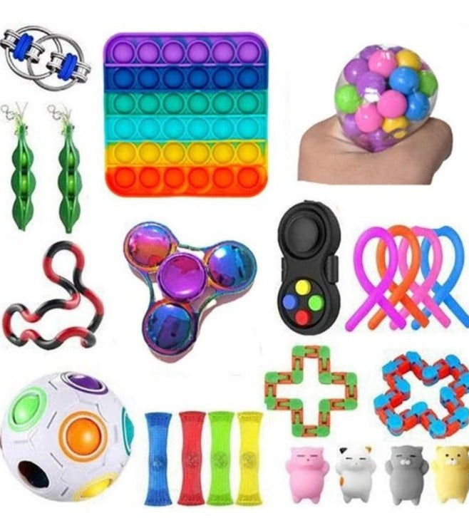 Fidgets Sensory Toys Set for Children and Adults. Fun play.