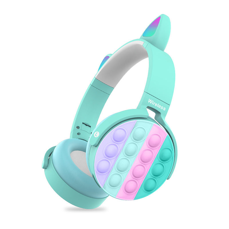 Rainbow Bluetooth Cat Ears Headphone with Pop Bubbles Silicone Fidget Stereo Wireless Bluetooth Headset