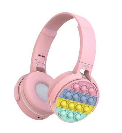 Bluetooth Pop-It Headset Pastel Color Fidget Bubble Wireless Heasphones