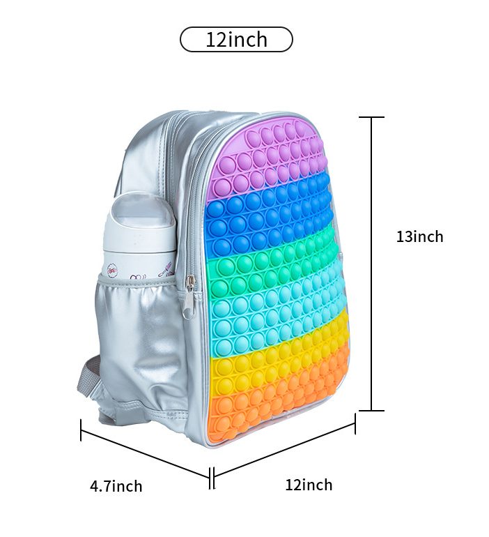 Large Metallic Popem' Popit backpack Kids Fidget Backpack 40cm & 33cm